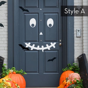 Halloween Kürbis Gesicht Türdekorationen - Vinyl Wandaufkleber - Gruselige Türdekoration, Gruselige Türdekoration, Halloween Abziehbilder,
