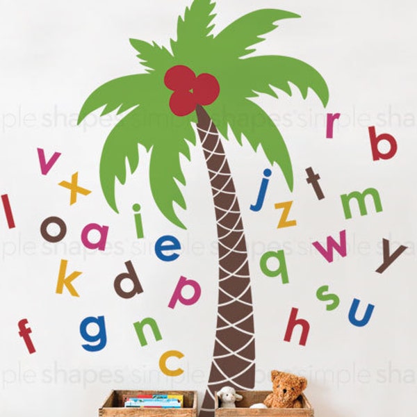 Alphabet Palm Tree Wall Decal - Nursery Wall Decal - Nursery Decals