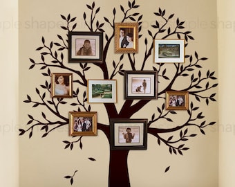 Narrow Family Tree Decal - Photo Frame tree Decal - Tree Wall Sticker