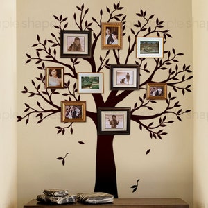 Narrow Family Tree Decal - Photo Frame tree Decal - Tree Wall Sticker