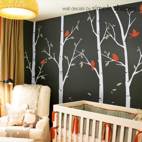 Thin Birch Tree Wall Decals Sticker Set