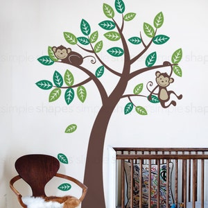 Tree with Monkeys Kids Vinyl Wall Sticker Decal Set Scheme B