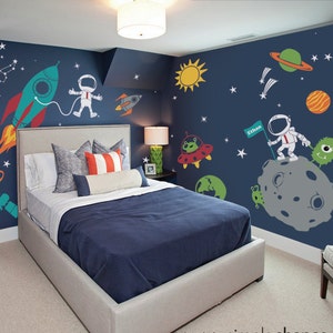 Outer Space Wall Decal, Stars, Planets, Astronaut, Rocket Ship - Kids Wall Decals