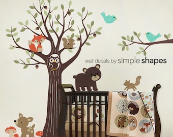 Wall Decals Nursery Tree with Forest Friend - Kids Wall Decals Nursery