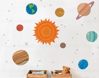 Muursticker planeten: verwijderbare herbruikbare vinylstickers