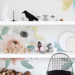 Floral Wall Sticker, Summer Pastel Floral Wall Stickers - Peel and Stick Removable Stickers