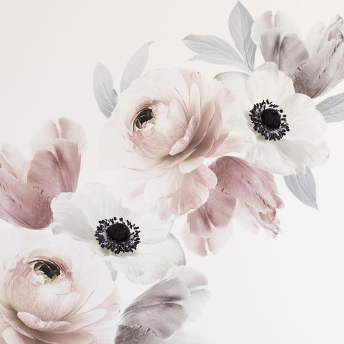 Floral Wall Sticker Midnight Floral Wall Stickers Peel and Etsy