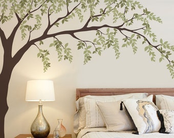 Falling Leaves Weeping Willow Tree Decal, Baby Girls Nursery Wall Decal, Willow Tree Decal, Nursery Decoration