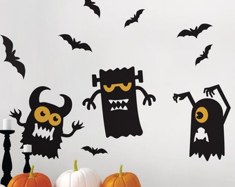 Halloween Wall Decals, Monster Decals, Spooky Bats Sticker, Bats Wall Decal, Scary Bats, Vinyl Wall Decal