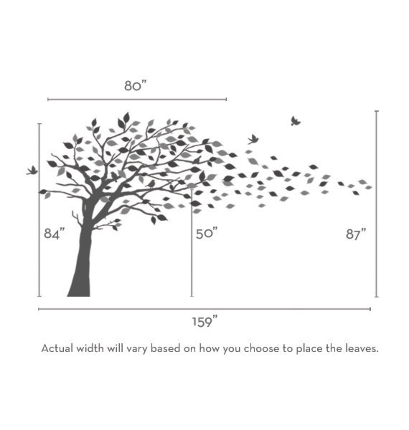 Vinyl Wall Art Decal Sticker - Blowing Leaves Tree - LARGE - Etsy