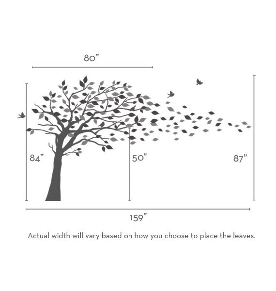 Vinyl Wall Art Decal Sticker - Blowing Leaves Tree - LARGE - Etsy