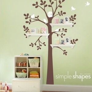 kids wall decal The ORIGINAL Shelving Tree with Birds Tree Wall Decal Shelving tree decal wall decal baby nursery decal Scheme C