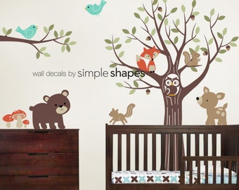 Tree with Forest Friends Decal Set - Kid's Nursery Room Wall Sticker