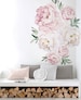 Peony Flowers Wall Sticker, Vintage Watercolor Peony Wall Stickers - Peel and Stick Removable Stickers 