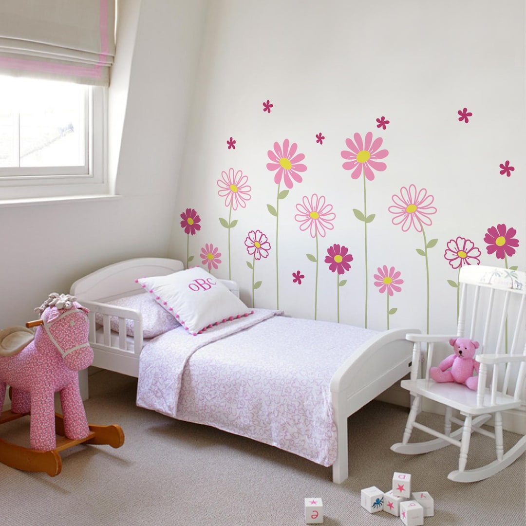 Daisy Flower Wall Decals: Nursery Floral Wall Decor - Etsy