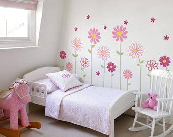 Daisy Flower Wall Decals: Nursery Floral Wall Decor