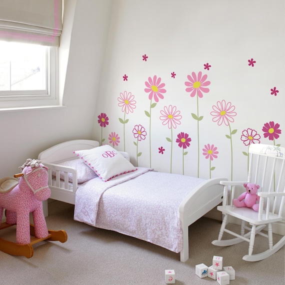 Daisy Flower Wall Decals: Nursery Floral Wall Decor