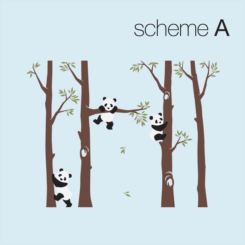 Tree with Pandas Wall Decal, Panda Wall Decal, Panda Tree for Baby Nursery, Kids or Children Room Decals image 4