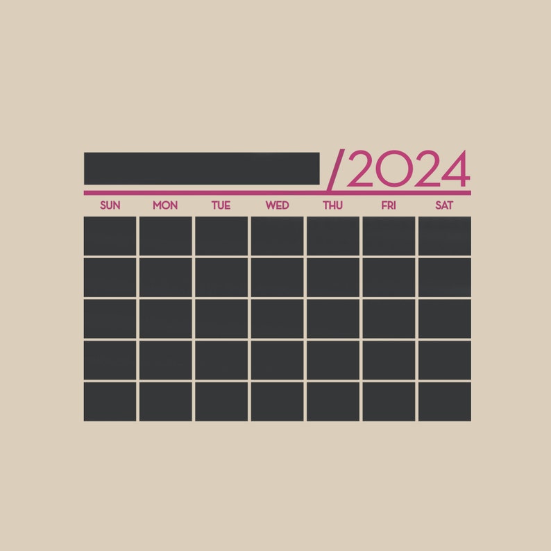 2024 Chalkboard Wall Calendar Small Vinyl Wall Decals 2024 Wall Calendar by Simple Shapes image 3