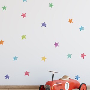 Watercolor Stars Wall Stickers, Rainbow, Irregular-Shaped Stars, Stars, Star Wall Stickers Peel and Stick Wall Stickers Kids Room Decor image 2