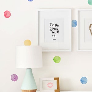 Watercolor Dots Wall Stickers, Rainbow, Irregular-Shaped Dots, Polka Dots, Dot Wall Stickers Peel and Stick Wall Stickers Kids Room Decor image 2