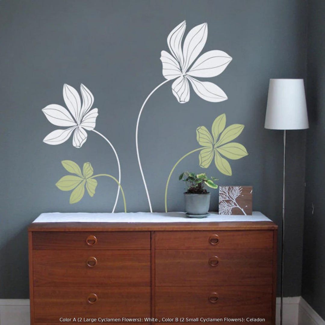 Cyclamen Flower Set Decal - Vinyl Wall Decals - Etsy