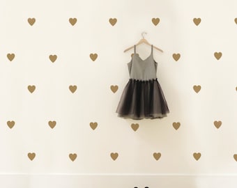 Gold Heart Wall Decals: Nursery & Kids Decor (Set of 50)