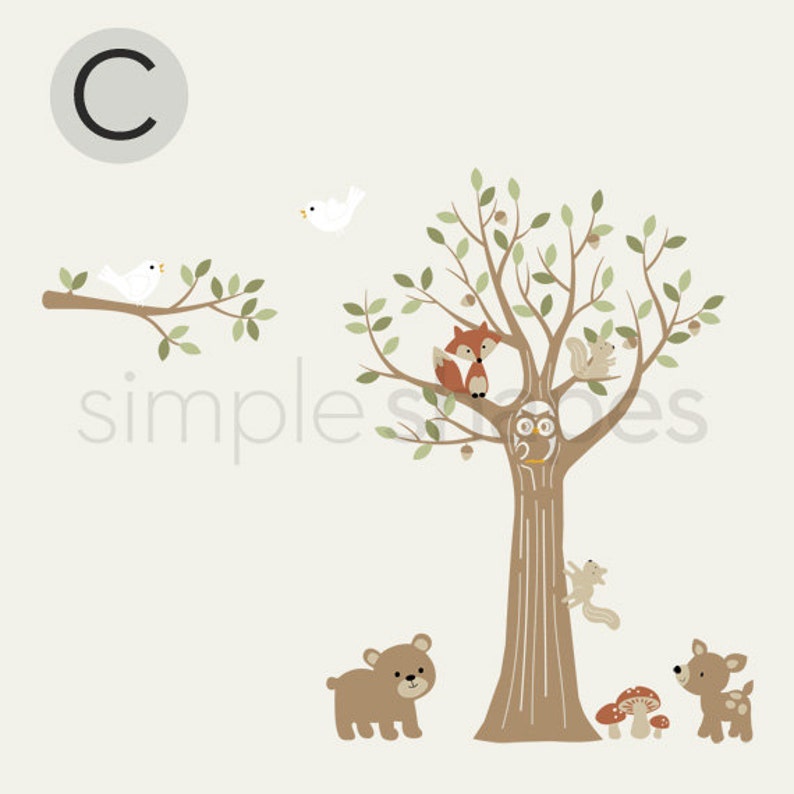 Tree with Forest Friends Decal Set Kid's Nursery Room Wall Sticker image 4