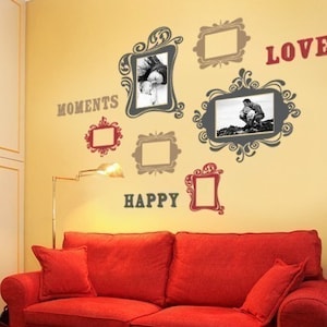 Vintage Photo Frames Deluxe Three Color - Vinyl Wall Sticker