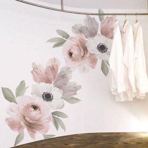 Floral Wall Sticker- Peel and Stick Removable Stickers-W5030