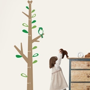 Arbre à courbes de croissance pour enfants - Sticker mural en vinyle pour enfants