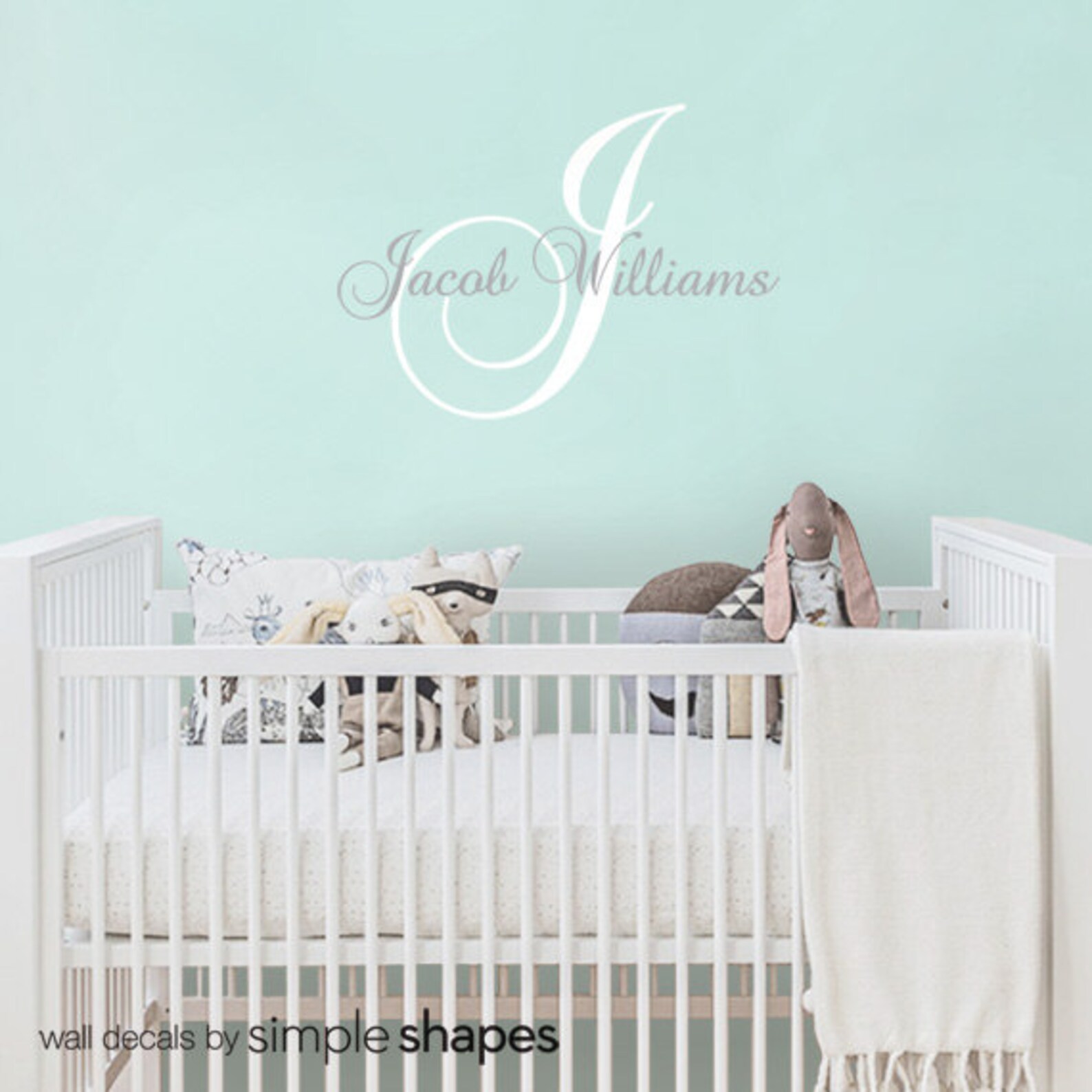 Wall Decal Name Nursery Wall Decal Custom Monogrammed Wall Etsy