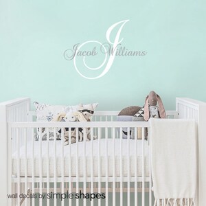 Wall Decal Name Nursery Wall Decal Custom Monogrammed Wall Decal for Girl or Boy in any Color image 2