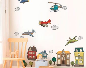 Airplanes and Helicopters - Peel and Stick Repositionable Stickers