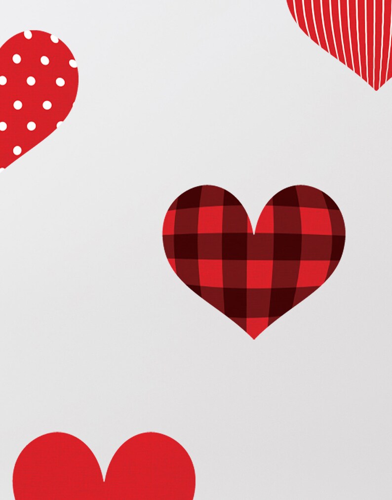 Patterned Hearts Wall Stickers Red Peel and Stick Wall Etsy