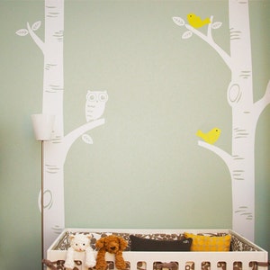 Birch Tree with Owl and Birds Decal featured on Project Nursery W1049 image 2