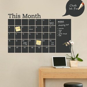 Chalkboard Wall Calendar with Memo - Vinyl Wall Decal