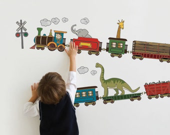Muursticker Animal Train - Peel and Stick