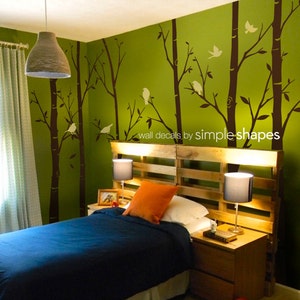 Thin Birch Tree Wall Decals Sticker Set Scheme C