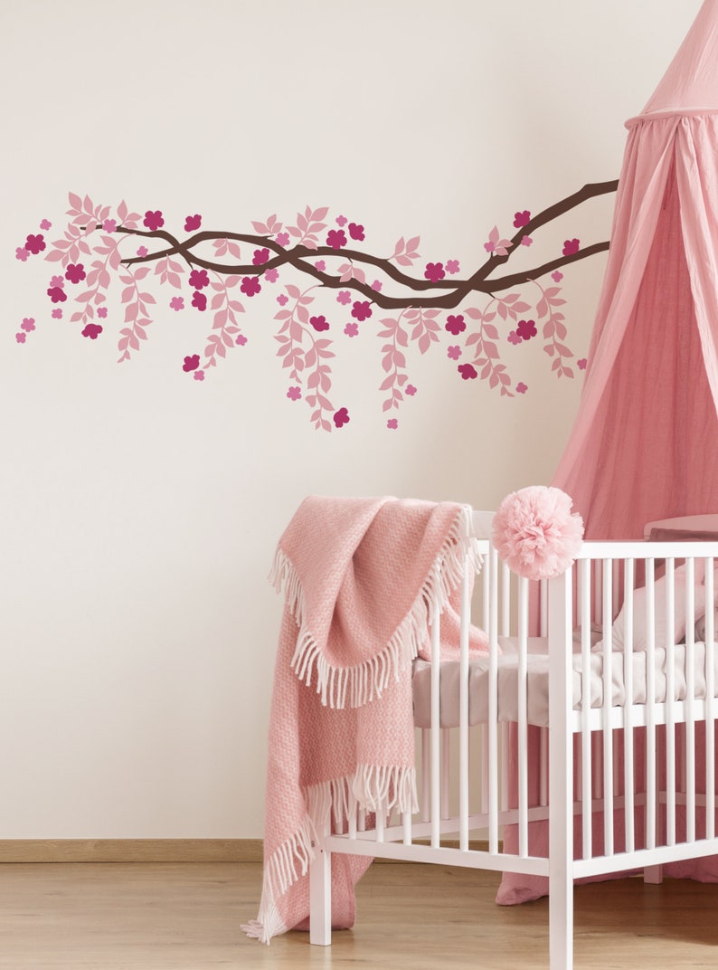 Cherry Blossom Branch Vines Decal Nursery Wall Decal Etsy