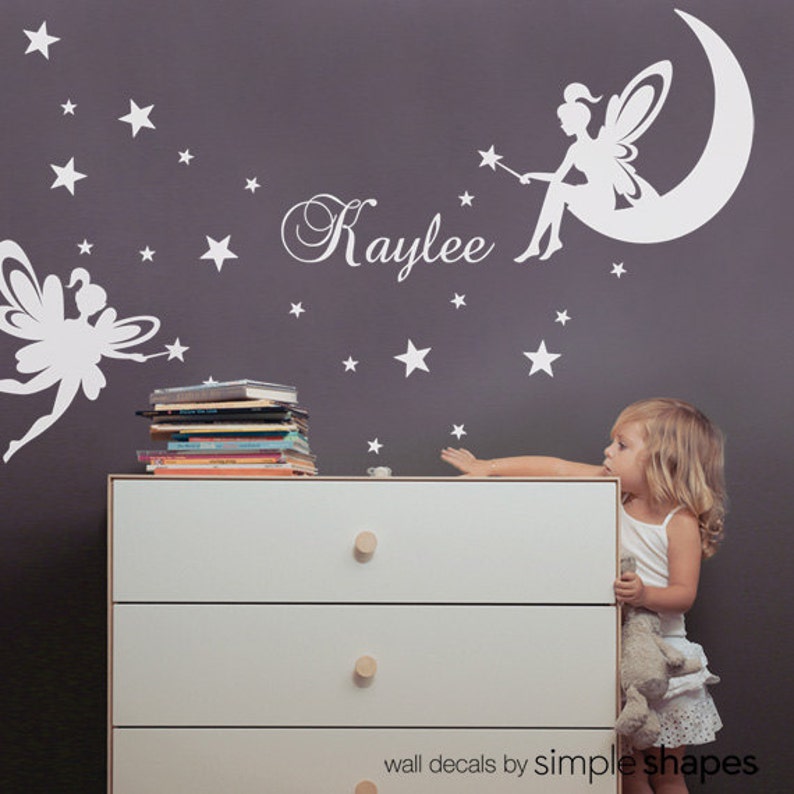 Kids Wall Decals, Tinker Bell Wall Decal, Fairy Wall Decal, Name Decals for Nursery, Personalized Name Decal image 3