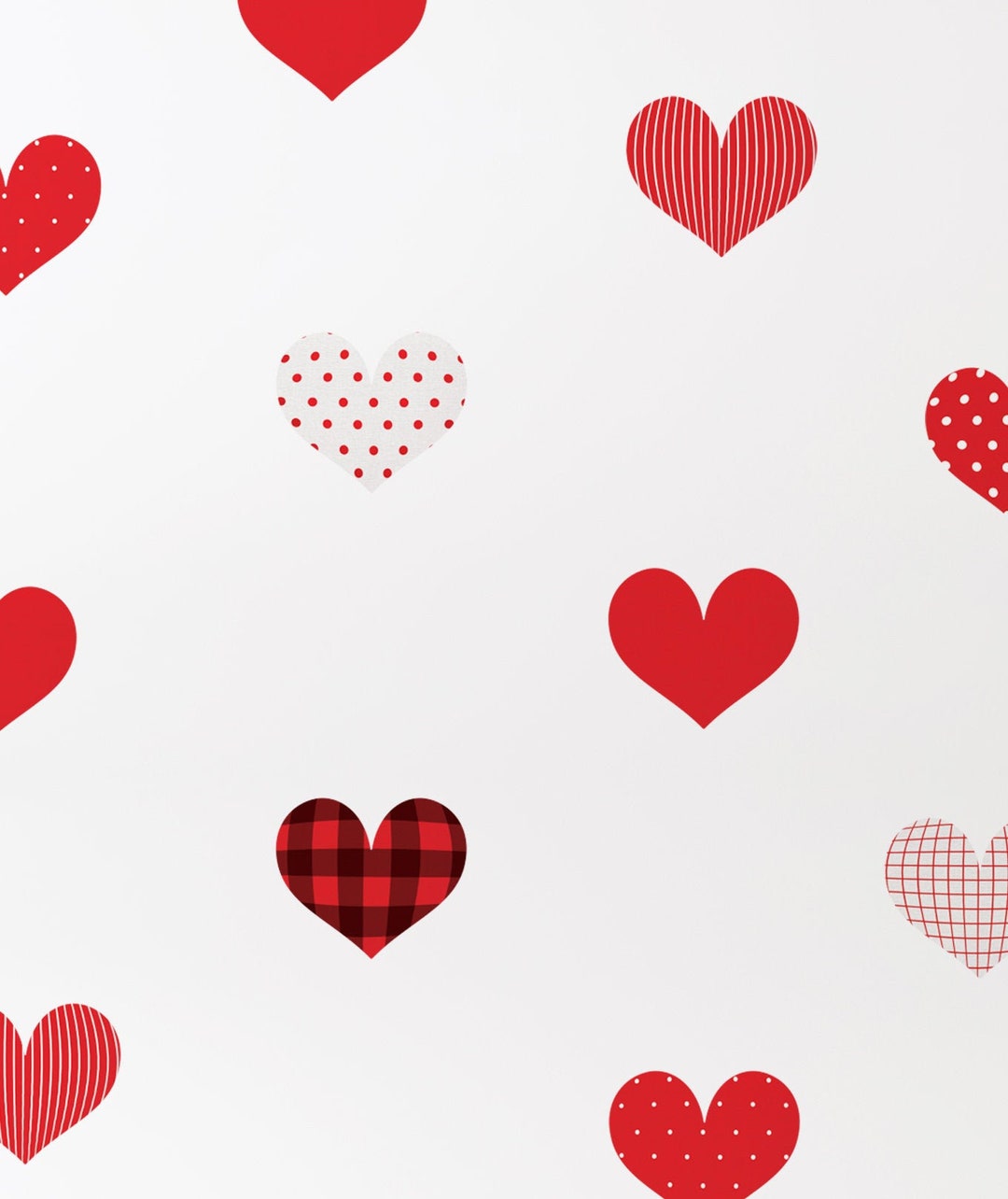 Red Patterned Hearts Wall Stickers: Peel and Stick Vinyl Decals - Etsy