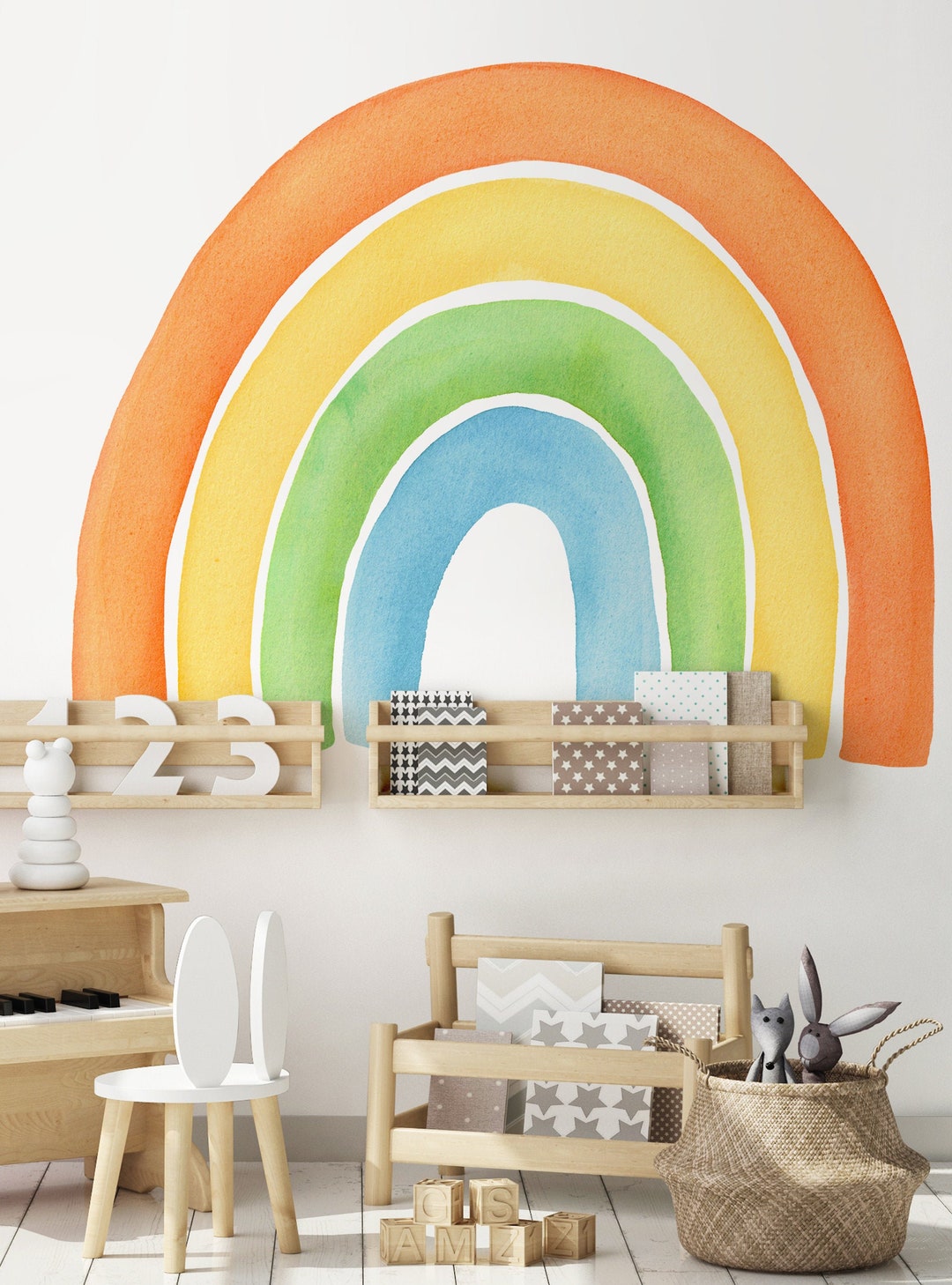 Watercolor Rainbow Wall Sticker, Orange - Peel and Stick - Etsy