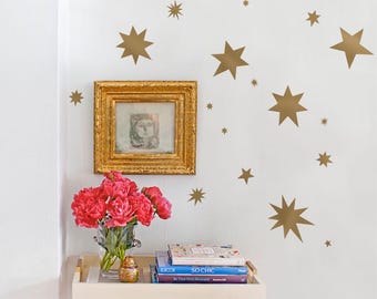 Star Wall Decals: Random Size Gold Stars, Set of 18