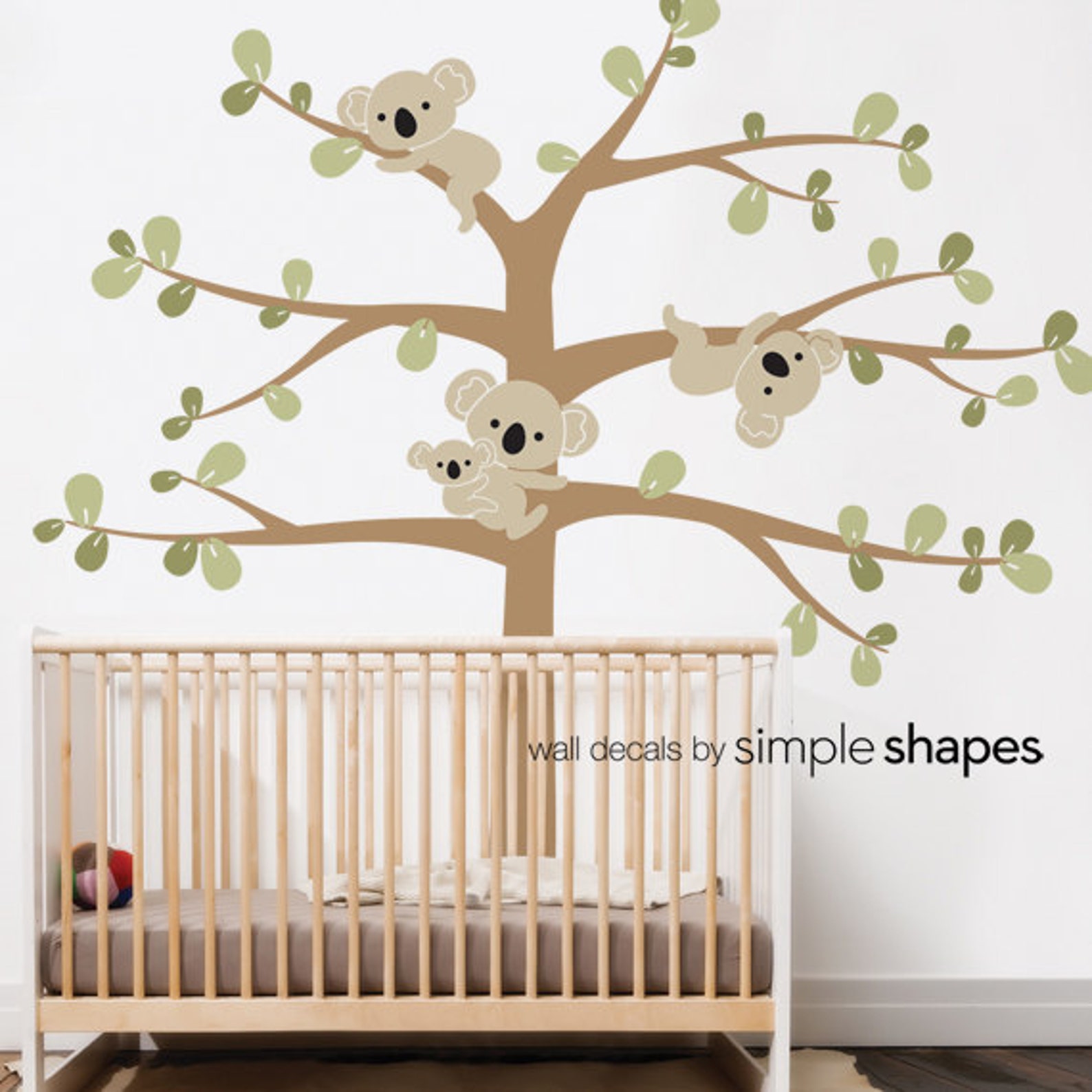 Koala Tree Wall Decal, Koala Hanging From Branches, Baby Nursery Wall