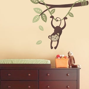 Monkey Hanging on a Branch Vine - Kids Vinyl Wall Sticker Decal Set