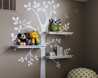 kids wall decal - The ORIGINAL Shelving Tree with Birds - Tree Wall Decal - Shelving tree decal - wall decal - baby nursery decal