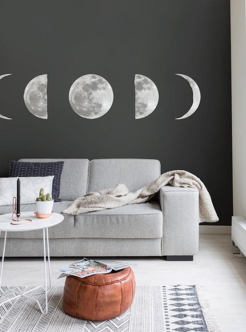 Moon Phases Wall Sticker Moon Wall Sticker Peel and Stick Etsy