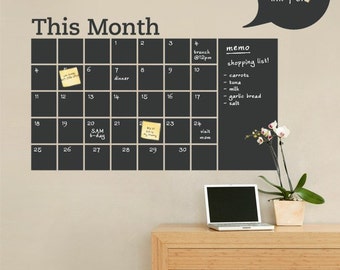 Chalkboard Wall Calendar with Memo - Vinyl Wall Decal