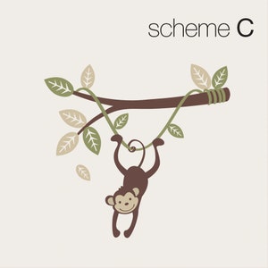 Monkey Hanging on a Branch Vine Kids Vinyl Wall Sticker Decal Set Scheme C